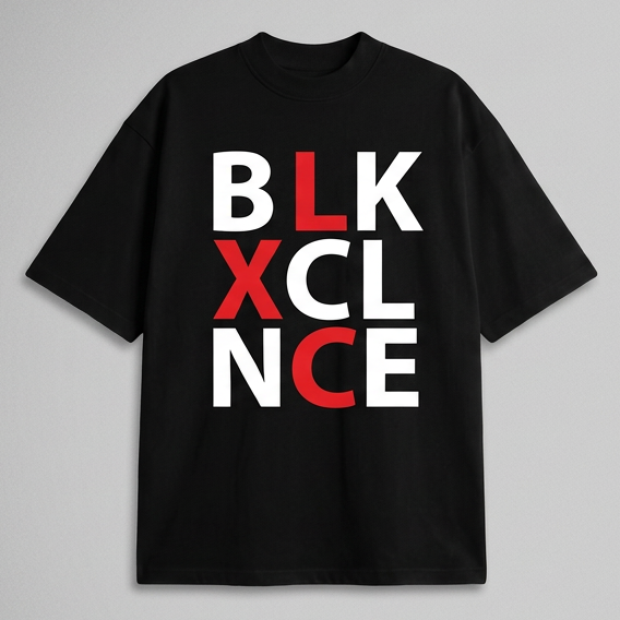 BLK XCELLENCE Heavyweight Boxy T Shirt (Large Print)
